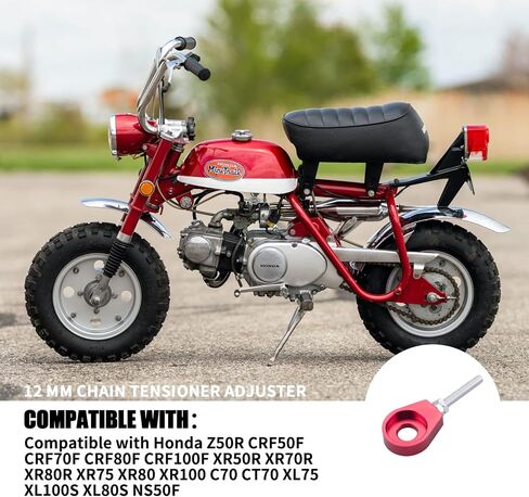 قطعتان من أدوات ضبط شد السلسلة 12 مم تناسب دراجة سكوتر Honda XR CRF 50 70 (أحمر وأسود)... in Saudi Arabia