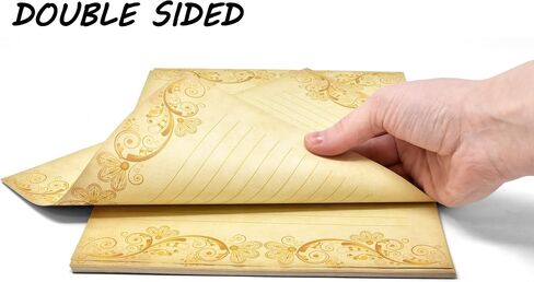 Gift Boutique 100 حزمة من الورق الثابت المبطن العتيق مع أوراق كلاسيكية بتصميم أنيق ذهبي مثالية لكتابة القصائد وكلمات الأغاني ودعوات الزفاف ومستلزمات الطباعة، مقاس 8.5 بوصة × 11 بوصة in Saudi Arabia