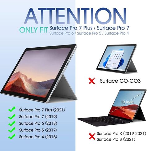 حافظة لوحة مفاتيح بإضاءة خلفية لجهاز Microsoft Surface Pro 7 Plus/Pro 7/ Pro 6/ Pro 5/ Pro 4 12.3 بوصة، لوحة مفاتيح لاسلكية بإضاءة خلفية 3 مناطق مع حافظة غطاء حامل نحيفة لجهاز Surface Pro 12.3 بوصة in Kuwait