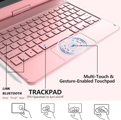 Touch Keyboard for All-New Kindle Fire HD10 Tablet&Fire HD10 Plus(Only Compatible 11th Generation,2021 Release) 10.1"-360° Rotatable Touchpad Keyboard Case,Thin&Protective for Fire HD10 Tablet(2021) in Kuwait