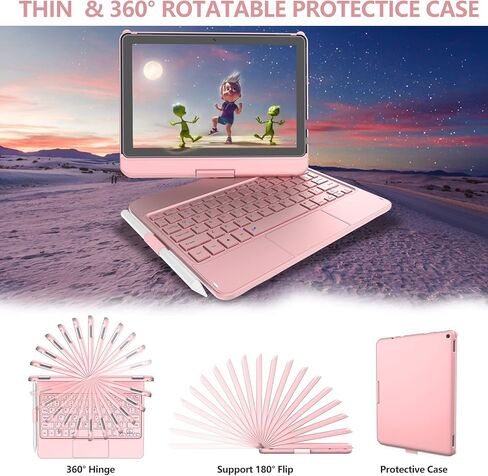 Touch Keyboard for All-New Kindle Fire HD10 Tablet&Fire HD10 Plus(Only Compatible 11th Generation,2021 Release) 10.1"-360° Rotatable Touchpad Keyboard Case,Thin&Protective for Fire HD10 Tablet(2021) in Kuwait