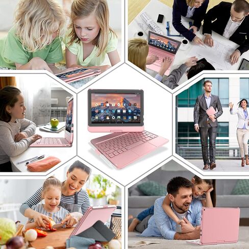 Touch Keyboard for All-New Kindle Fire HD10 Tablet&Fire HD10 Plus(Only Compatible 11th Generation,2021 Release) 10.1"-360° Rotatable Touchpad Keyboard Case,Thin&Protective for Fire HD10 Tablet(2021) in Kuwait