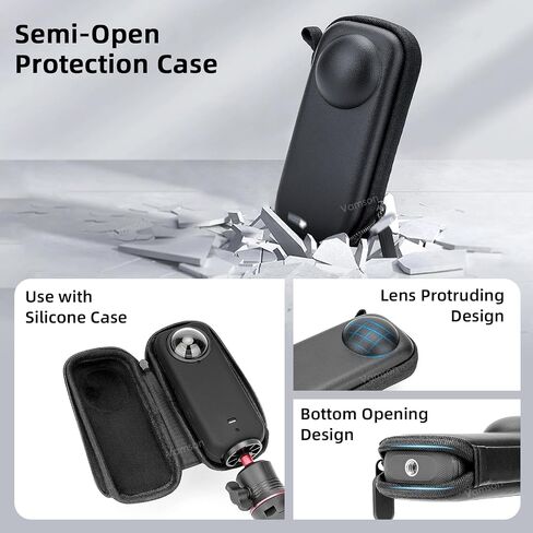 5 in 1 Camera Protective Accessories Kit for Insta360 X3 - with Protective Case, Small tripod, Silicone Protective Case, Tempered Glass Protective Film, Sticky Lens Guard in Saudi Arabia