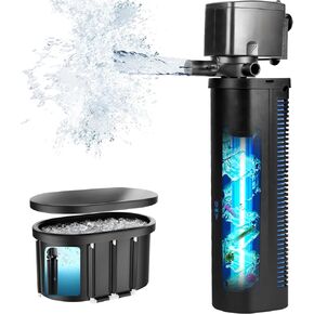 Hypool Aquarium Filter for 15-40 Gallon Fish Tank Powerful Internal 160GPH Keep Crystal Clear Aquarium Filters Submersible Pump Biochemical Filtration 4 in 1