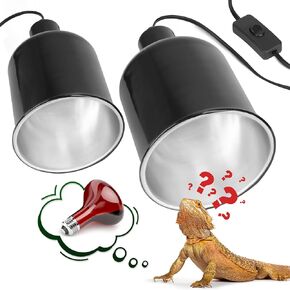 2 Pack Reptile Dome Lamp Cover Light Shade, 8.5 Inch Deep Reptile Dome Light Fixture, Aluminum for Reptile Terrarium with Ceramic Socket and Individual Switch (Bulbs not Included)