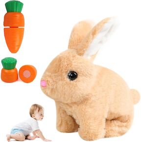 My Realistic Bunny Toy,Vitality Bliss Bunny,Hopping Bunny Toy,Rabbit Plush Interactive Toys,Electric Rabbit Toys with Sounds and Movements,Wiggle Ears Twitch Nose(White)