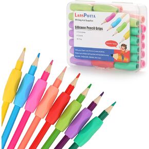 Ergonomic Pencil Grips 36 Packs with 8 Colors, Hollow Trigonal Pencil Holders for Kids Handwriting, Silicone Pencil Grippers, Toddler Pencil Cushion, Gel Pen Grips for Adults Writing Aid
