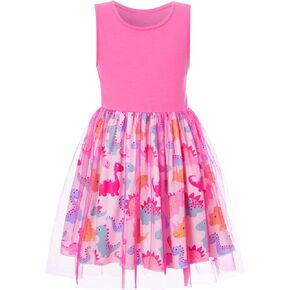 Girl Dress Casual Sleeveless Tutu Tulle Sundress for School Party 4-12 Years