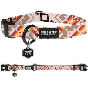 Tuff Pupper Premium Adjustable Dog Collar for Medium Dogs, Stylish Pattern Collars Designed in USA, Quick Release Buckle, RusticPine Print, Medium (1 Inch Wide x 13-18 Inch Neck)