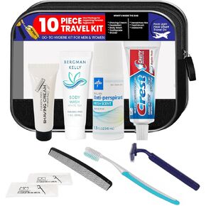 TrekTote 15-Piece Travel Toiletry Convenience Kit - Personal Care Travel Hygiene Essentials Bag with Unisex Toiletries. TSA-Approved Travel Size Kit for Men and Women with Essential Toiletries.