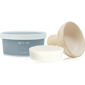 BLUEME Happiness-Yuzu & Ginger, 5 Wick, Wellness Candle Wax Refill, Contains Essential Oil, Sustainable, Hand Finished, Hand Poured, Premium, Luxury Ceramic, Natural Cotton Wick, Soy-Wax Blend