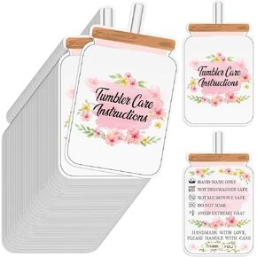 Sureio 200 Pieces Tumbler Cup Cards, Cup Care Instructions Cards, of Care Mug Insert for Business, Customer Directions, Online Shop Package Insert in Kuwait