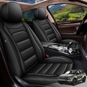 Car Seat Covers Fit for Kia Sportage 2018 2019 2020 2021 2022 2023 2024, Waterproof Leather Front Seat Cover Automotive Faux Leather Vehicle Cushion Covers(2 Seat Black)