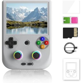 RG406V Handheld Game Console,4.0 Inch IPS Classic Retro Video Games Consoles,with 128G TF Card,with 5500mAh Battery Casual Game Console,Supports Wireless Networt HD Handheld Retro Console (White)
