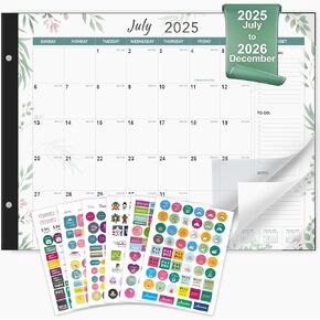 Desk Calendar 2025-2026, Large 22"x17", 18 Months from January 2025 to June 2026, Desktop Calendar with Plastic Cover and Colorful Stickers, Ideal for Home, Office, and School Planning