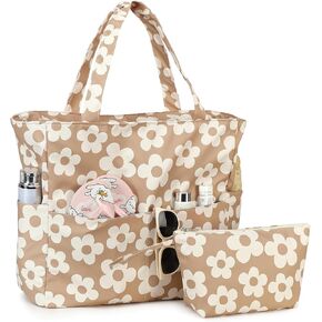 LOIDOU Large Tote Beach Bag Waterproof Sandproof Beach Pool bag with Zipper & Wet Pockets Shoulder Bag Travel Teacher Grocery in Kuwait