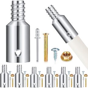 Zhengmy 6 Pcs Threaded Tip Replacement, Broom Handle Threaded End, Pole Handle Replacement, Extension Pole Adapter Tips for Metal Broom(1 Inch, 0.8 Inch)