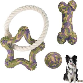 Dog Interactive Toys 2 Pack, Star-Shaped Dog Tug of War Toys, Dog Balls, Tooth Cleaning Toys, Natural Herbal Infused Chew Toy for Dogs with Destructive Behavior, Anxiety, and Restlessness