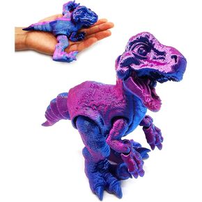 3D Printed Dinosaur Toy, Articulated Tyrannosaurus Rex Flexible Joints T-Rex Dinosaur Fidget Toys, Birthday Gift/Desk Toy/Home Office Decoration (Purple+Green+Coppery)