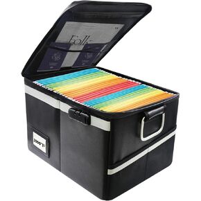 Fireproof Document Organizer Bag with Lock - Waterproof File Storage Box, Fire-Resistant Safe Case for Documents, Money, Electronics, Portable Hard Shell File Organizer (Black)