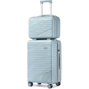Somago 4 Piece Traveling Luggage Sets Expandable Suitcase (Only 24'') PC Hardside Suitcases with 4 Wheels TSA lock YKK Zippers Ceramic Ice Crackle (14"/20"/24"/28", RUYAO Sky Blue)
