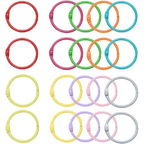 HARFINGTON 50pcs Binder Rings 1 Inch Loose Leaf Binder Ring Metal Book Rings Colorful Loose Leaf Rings for Index Cards Keychain Key Notebook Rings for Home Office (Ten Colors)