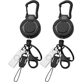 DELSWIN Heavy Duty Retractable Keychain, Badge Holder Retractable Clip, Badge Reel Key Chain with 28.5"Steel Cord, Key Ring, Lobster Claw Clasp & Phone Tether, Bearing 10.0 oz (2 Pack)