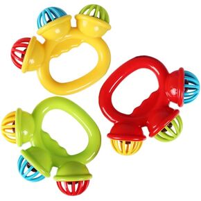 BESTonZON 3pcs Soothing Toys Sleigh Bells Percussion Rhythm Sticks for Kids Hand Bells Hand Shaking Bell Jingle Bell Toy Shaker Bells Toddlers Tambourine Small Hand Bell Plastic Baby Music