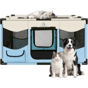 Dog Playpen, Sturdy Puppy Playpen, 32x24 Inches Dog Kennel, Soft Fabric Cat Playpen, Indoor & Outdoor Dog Pen with PVC Pipe Frame & Breathable Mesh, Portable Pet Playpen for Small Animals M