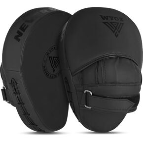 WYOX Curved Focus Boxing Pads, Hook and Jab Training Pads Maya Hide Leather, Adjustable Strap Ventilated, Martial Arts Punching Hand Target Strike Shield MMA Muay Thai Kickboxing Coaching