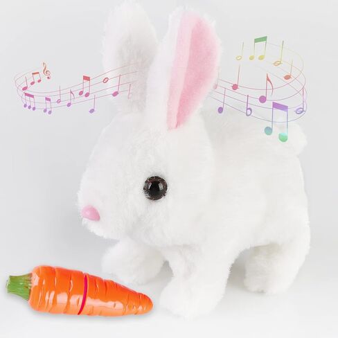 My Realistic Bunny Toy,Vitality Bliss Bunny,Hopping Bunny Toy,Rabbit Plush Interactive Toys,Electric Rabbit Toys with Sounds and Movements,Wiggle Ears Twitch Nose(White) in Kuwait