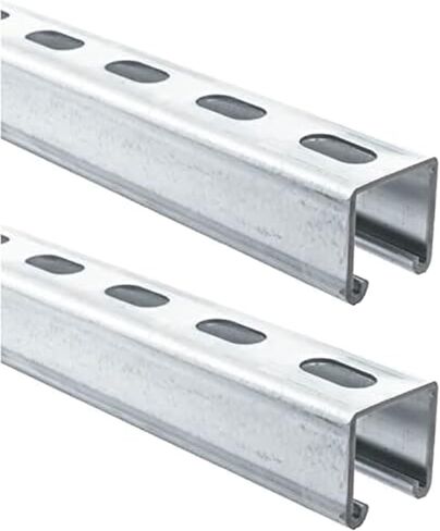 مسار عربة IRONROBUST بطول 4.75 قدم، 1-5/8 بوصة واسعة وعالية 12 قناة معدنية من الفولاذ على شكل حرف U مع أخدود شريط فولاذي مجلفن سميك، قوي ومتين.، فضي - قطعتان in Kuwait