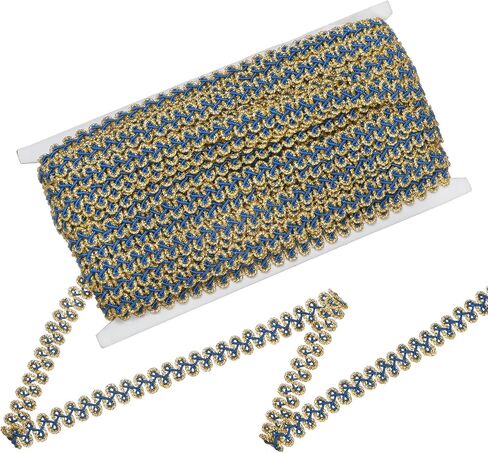 Gimp Braid Trim 1/2 Inch 12cm x 25 Yards Polyester Gold Edge Woven Trim Lace Ribbon Fabric Upholstery Trim for Sewing/Costume/Home Decor/DIY Craft/Curtain/Jewelry Making [Sky Blue] in Saudi Arabia