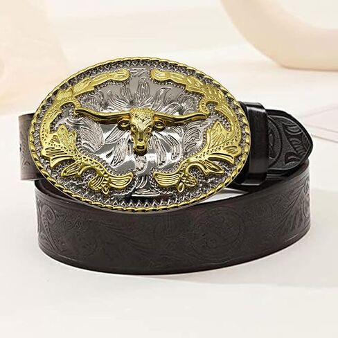 WMG Bull Head Cowboy Rodeo Western Large Longhorn Gold Tone Cowboy Bull Unisex Fashion Belt Buckle in Kuwait
