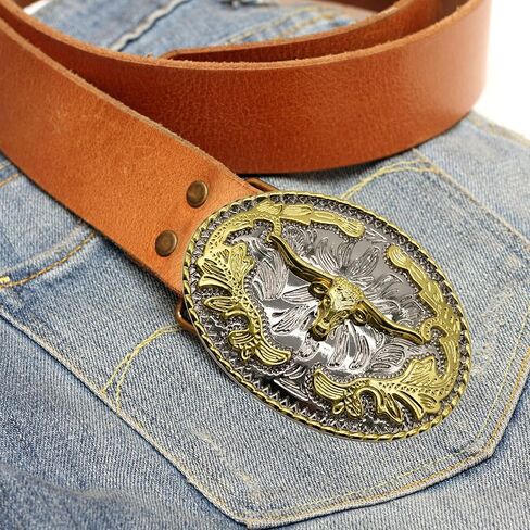 WMG Bull Head Cowboy Rodeo Western Large Longhorn Gold Tone Cowboy Bull Unisex Fashion Belt Buckle in Kuwait
