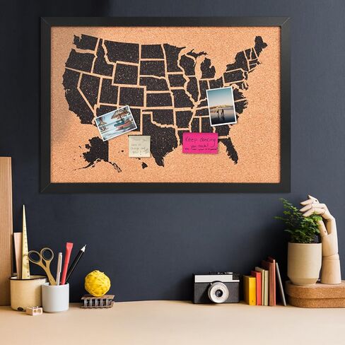 Cork Board Map of The United State, 14" X 11" Bulletin Boards for Walls with 10 Pins, Travel Tracker Map for Office, School and Home (US-MAP-2636) in Kuwait