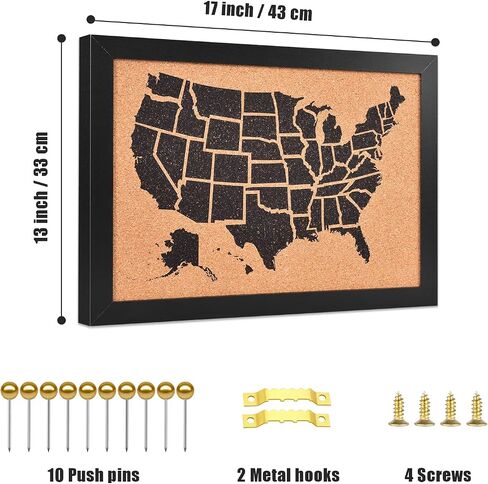Cork Board Map of The United State, 14" X 11" Bulletin Boards for Walls with 10 Pins, Travel Tracker Map for Office, School and Home (US-MAP-2636) in Kuwait