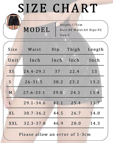 Womens Sequins Shorts A Line High Waist Elastic Sparkly Night-Out Shorts Clubwear Party Short in Kuwait