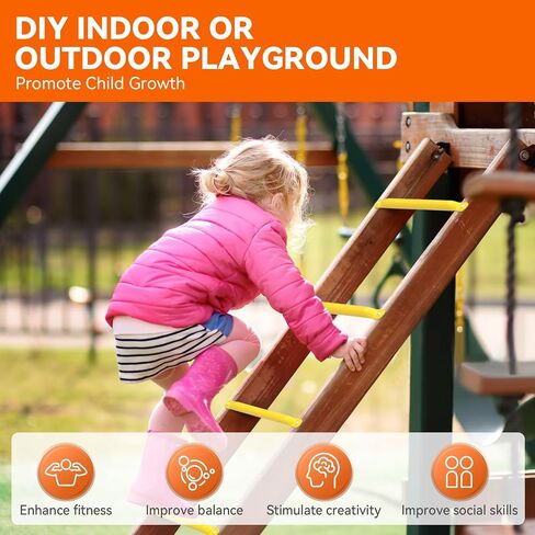 21 Inch Monkey Bars Kit Playground Monkey Bar Ladder Rungs for Backyard Kids Indoor Outdoor Metal Monkey Bars Swing Set Playset Accessories (12 Pcs, Green) in Kuwait