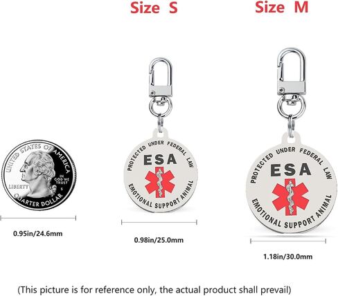 ESA Dog ID Tags Emotional Support Animal Double Side Engraved Protected Under Federal Law with Medical Alert Symbol Easily Attach to Dog Collar, Harness (Medium-1.18 inch) in Kuwait