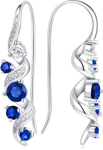 Moissanite/Emerald/Sapphire/Ruby Long Dangle Earrings for Women, Solid 925 Sterling Silver, Luxury Spiral Threader/Teardrop Drop Earrings, Anniversary Birthday Mother's Day Idea Gift for Her in Kuwait