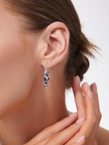 Moissanite/Emerald/Sapphire/Ruby Long Dangle Earrings for Women, Solid 925 Sterling Silver, Luxury Spiral Threader/Teardrop Drop Earrings, Anniversary Birthday Mother's Day Idea Gift for Her in Kuwait