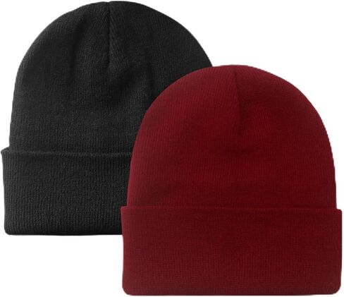 NPQQUAN 2 Packs Unisex Beanie Hats for Men Women Winter Knit Beanies Black+DarkBeige in Saudi Arabia