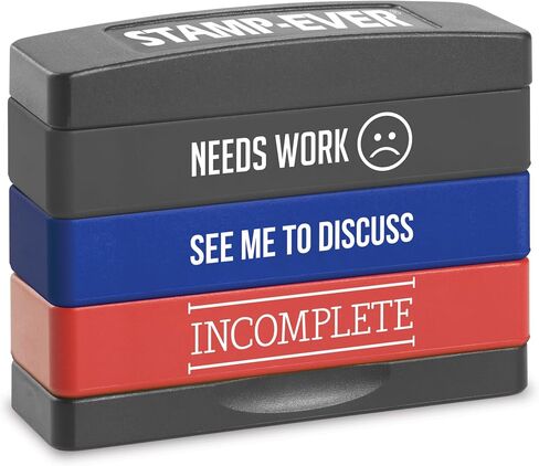 Stakz Pre-Inked Teacher Message Stamp – Fantastic Work, Way to Go, Well Done -Red, Blue and Black Ink – Impression Size: 5/8" x 1-13/16" in Saudi Arabia