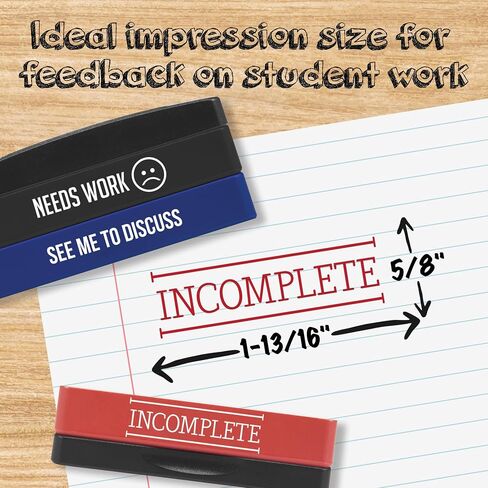 Stakz Pre-Inked Teacher Message Stamp – Fantastic Work, Way to Go, Well Done -Red, Blue and Black Ink – Impression Size: 5/8" x 1-13/16" in Saudi Arabia