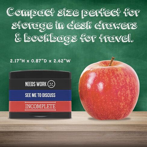 Stakz Pre-Inked Teacher Message Stamp – Fantastic Work, Way to Go, Well Done -Red, Blue and Black Ink – Impression Size: 5/8" x 1-13/16" in Saudi Arabia
