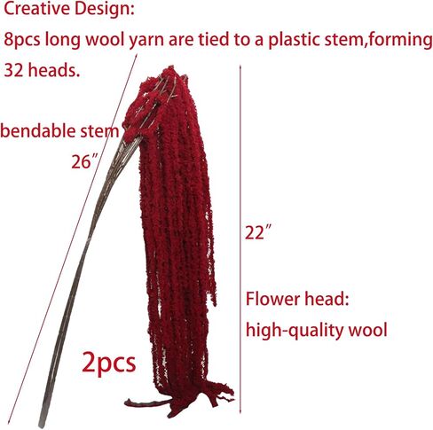 22" Artificial Amaranthus 2pcs Lifelike Fake Jolie Yarn Hanging Flowers with Branch Green Amaranthus Plant Greenery for Vase Bouquets Home Office Wedding Decor. in Saudi Arabia