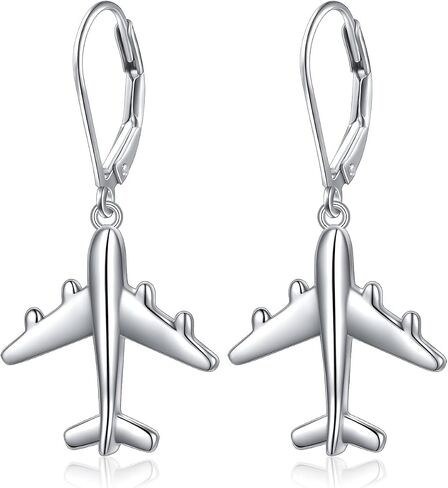 925 Sterling Silver Airplane Stud Earrings for Women, Airplane Earrings Gifts for Stewardess Flight Attendants Pilots Birthday Gifts for Her in Kuwait