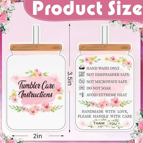 Sureio 200 Pieces Tumbler Cup Cards, Cup Care Instructions Cards, of Care Mug Insert for Business, Customer Directions, Online Shop Package Insert in Kuwait