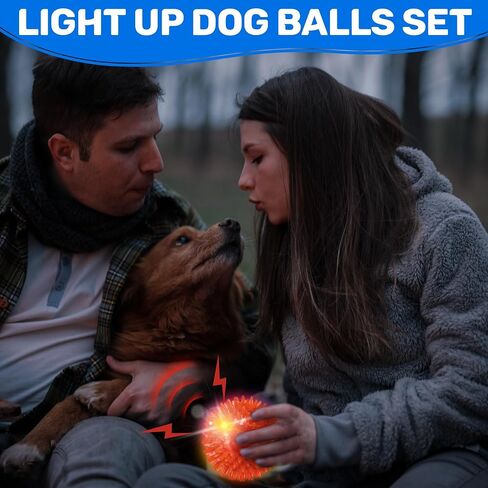 6 Pack 2.5" Light Up Squeaky Dog Balls, Spiky Dog Toy Balls for Puppy Small,Medium Dogs in Kuwait